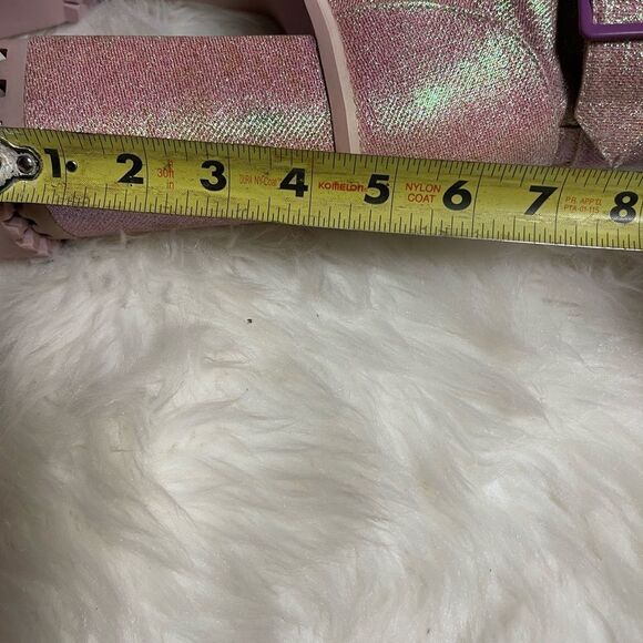 Sugar Thrillz Gothic Platform Pink Glitter lace upBoots  spikes accents SZ6 - Picture 8 of 13